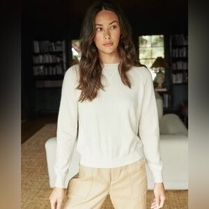 Mongolian Shrunken Cashmere Sweatshirt in Ivory, Size Small